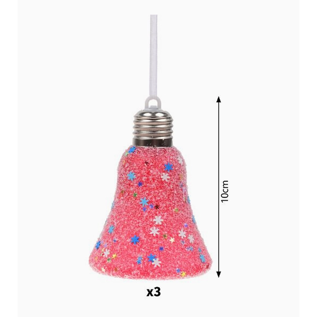 Campana navideña luminosas con luz LED y pilas – Set de 3 unidades 2