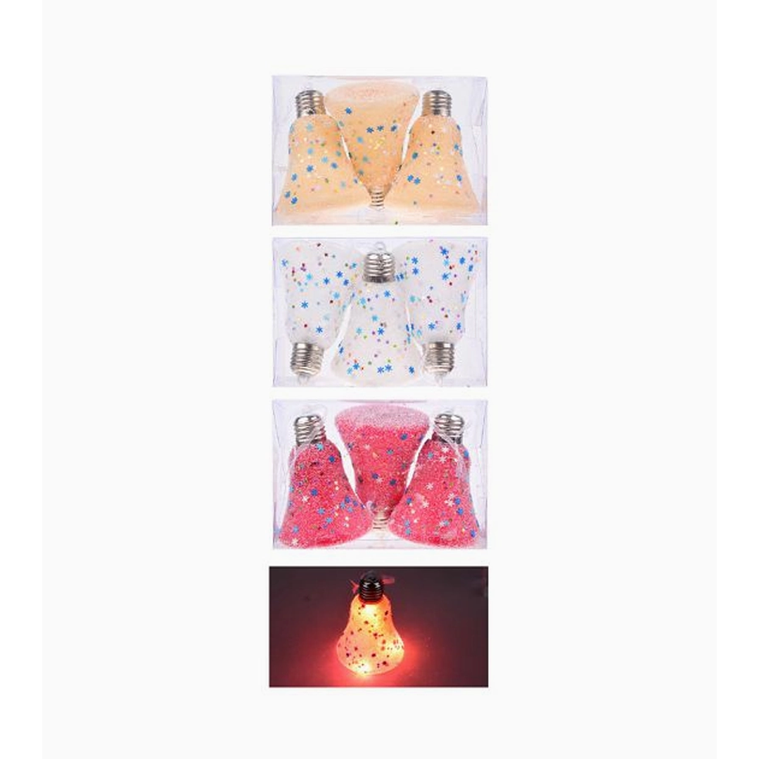 Campana navideña luminosas con luz LED y pilas – Set de 3 unidades 3