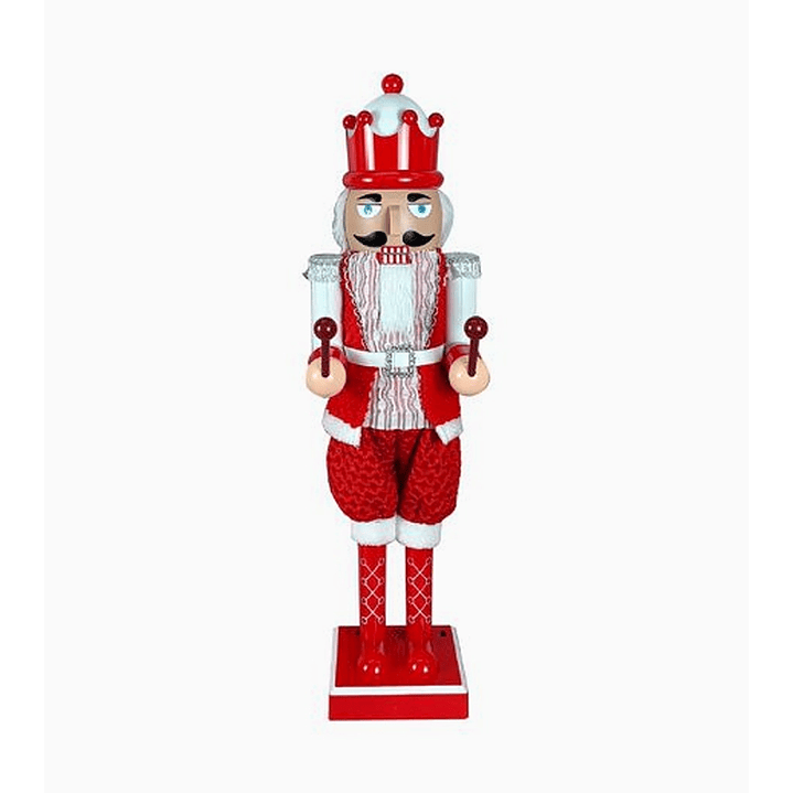 Figura cascanueces de madera rojo y blanco 85 cm – Adorno navideño clásico de gran tamaño 1