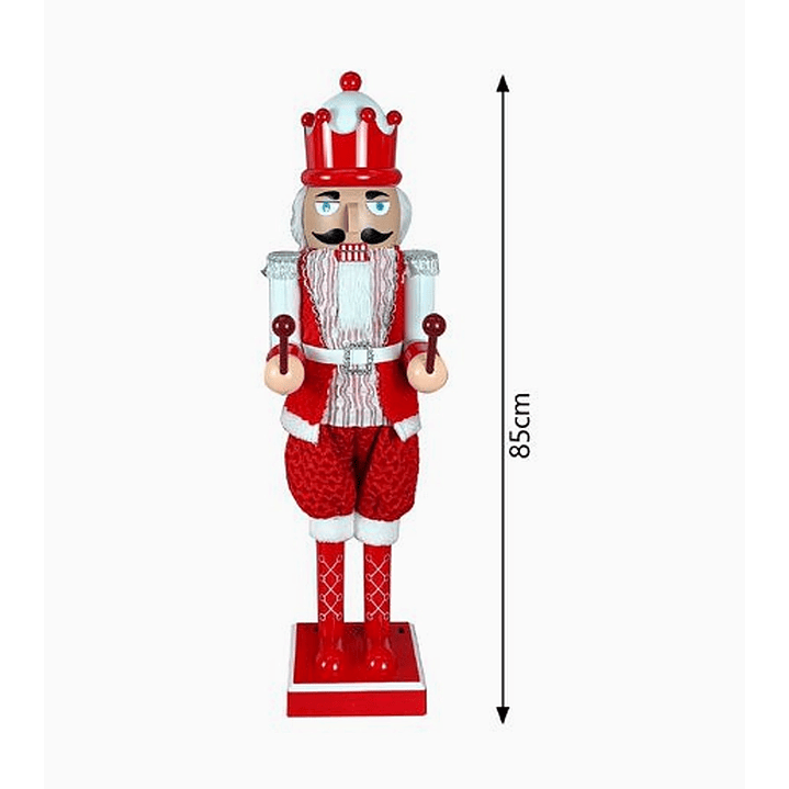 Figura cascanueces de madera rojo y blanco 85 cm – Adorno navideño clásico de gran tamaño 2