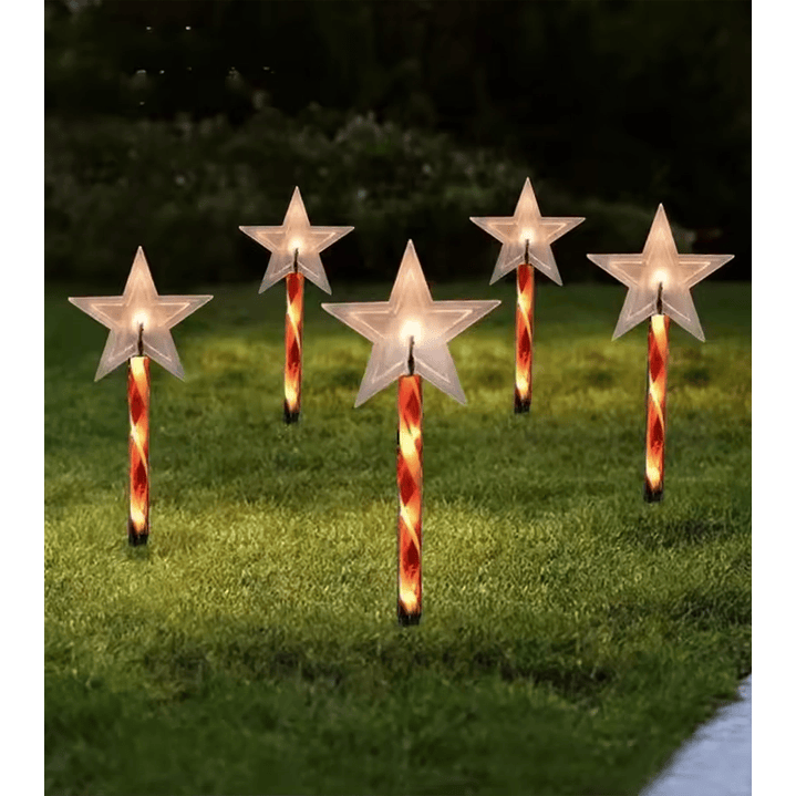 Luces de Navidad Solares Estrellas Decorativas con Estaca 2