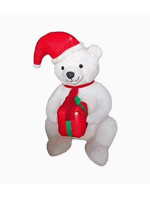 Oso Polar Navideño Inflable 1.20 m con Regalo y Gorra de Santa