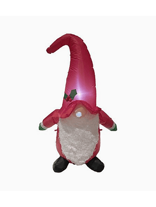 Gnomo Navideño Inflable 1.20 m con Barba y Traje de Santa Claus