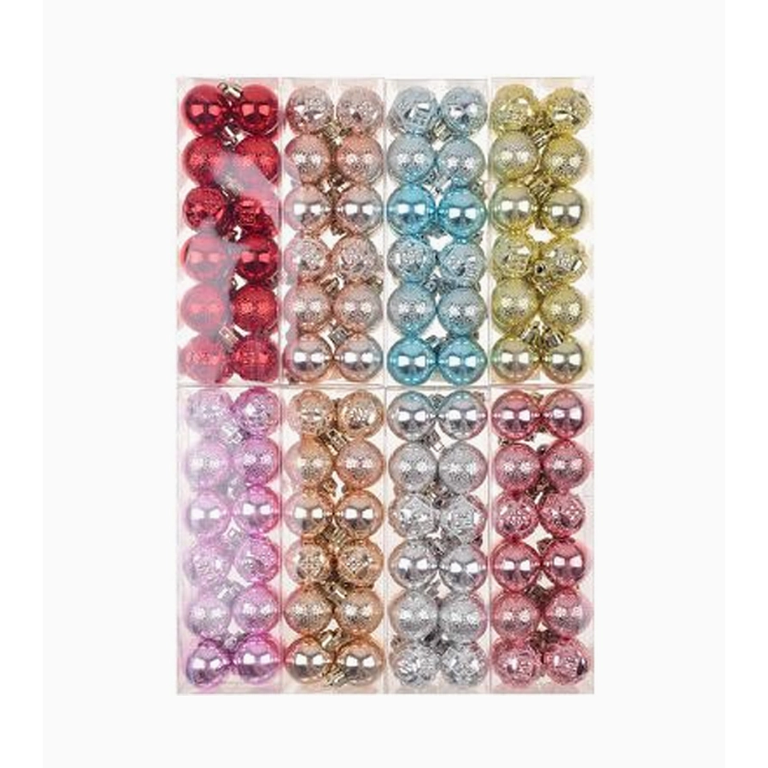 Pack de 24 esferas navideñas pequeñas 3 cm – colores surtidos y 3 diseños 3