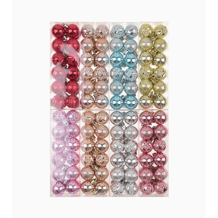 Pack de 24 esferas navideñas pequeñas 3 cm – colores surtidos y 3 diseños 3