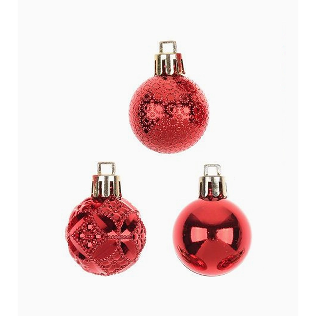 Pack de 24 esferas navideñas pequeñas 3 cm – colores surtidos y 3 diseños 1