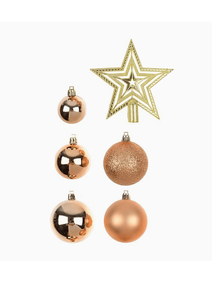 Pack de 37 adornos navideños: esferas de 4, 5 y 6 cm + estrella 18 cm