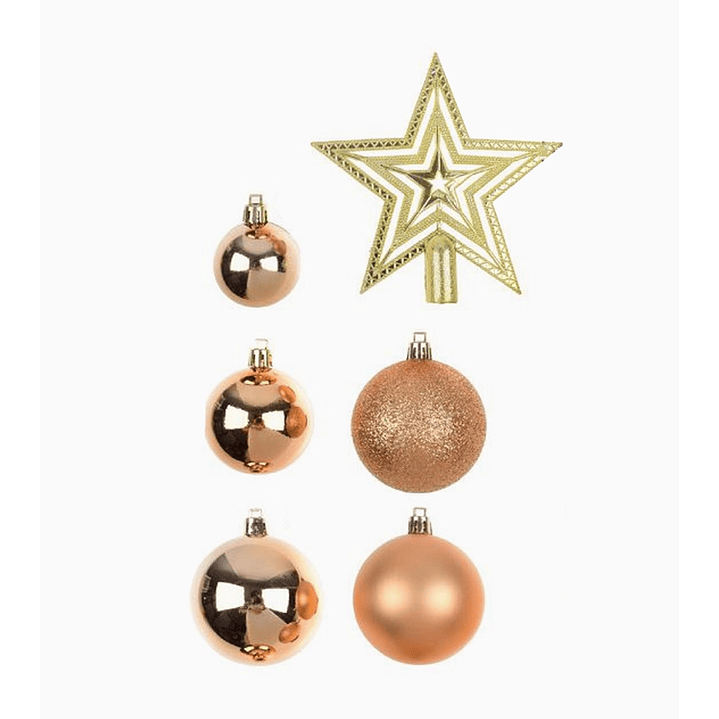 Pack de 37 adornos navideños: esferas de 4, 5 y 6 cm + estrella 18 cm 1