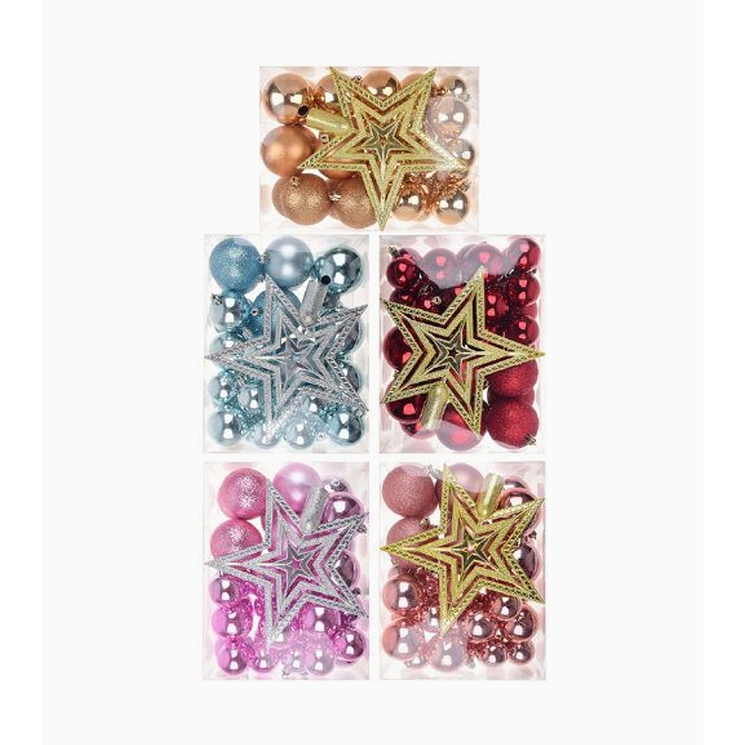 Pack de 37 adornos navideños: esferas de 4, 5 y 6 cm + estrella 18 cm 3