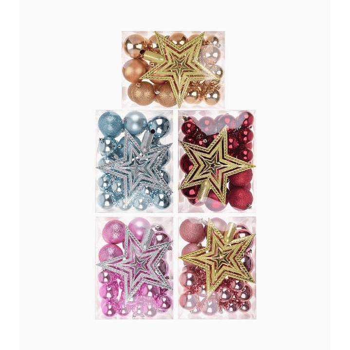 Pack de 37 adornos navideños: esferas de 4, 5 y 6 cm + estrella 18 cm 3