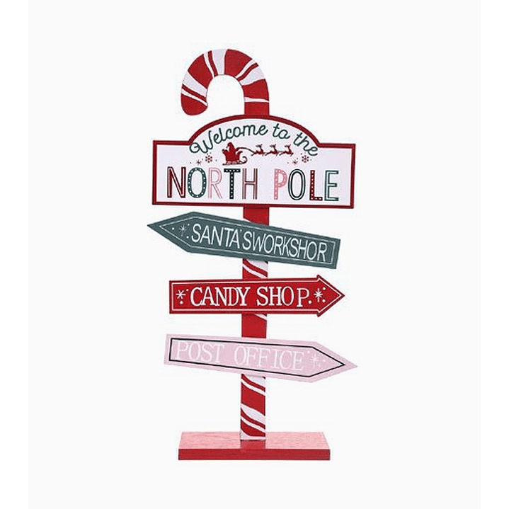 Adorno Navideño Señal Polo Norte – Letrero Decorativo Festivo Infantil 49 cm 1