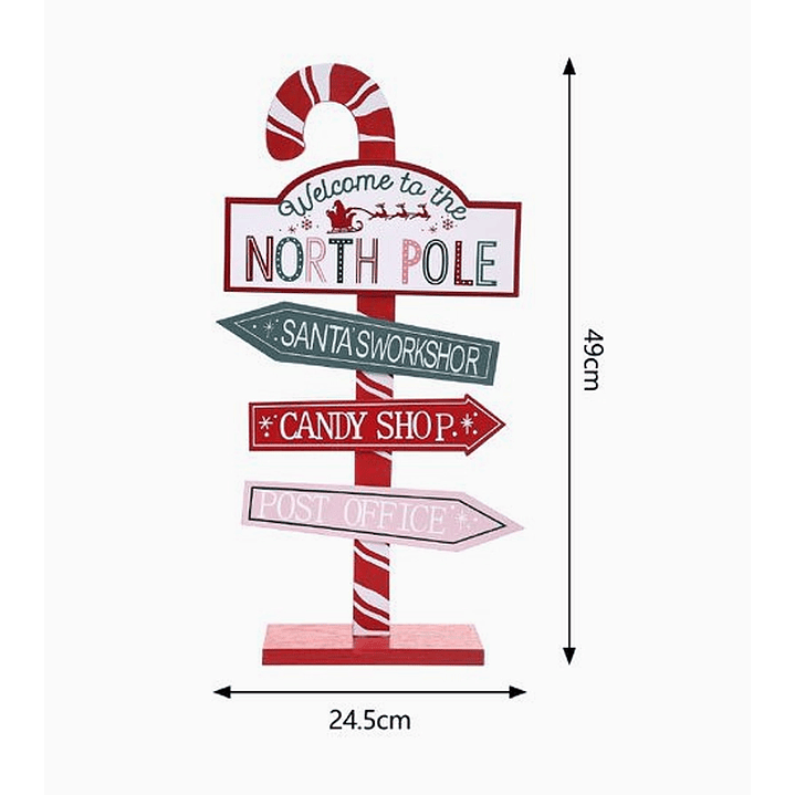 Adorno Navideño Señal Polo Norte – Letrero Decorativo Festivo Infantil 49 cm 2