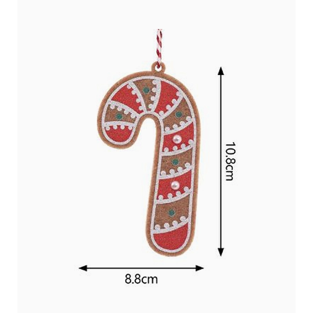 Colgante Navideño Bastón 10.8 x 8.8 cm – Adorno Árbol Navidad Café Rojo Blanco 2