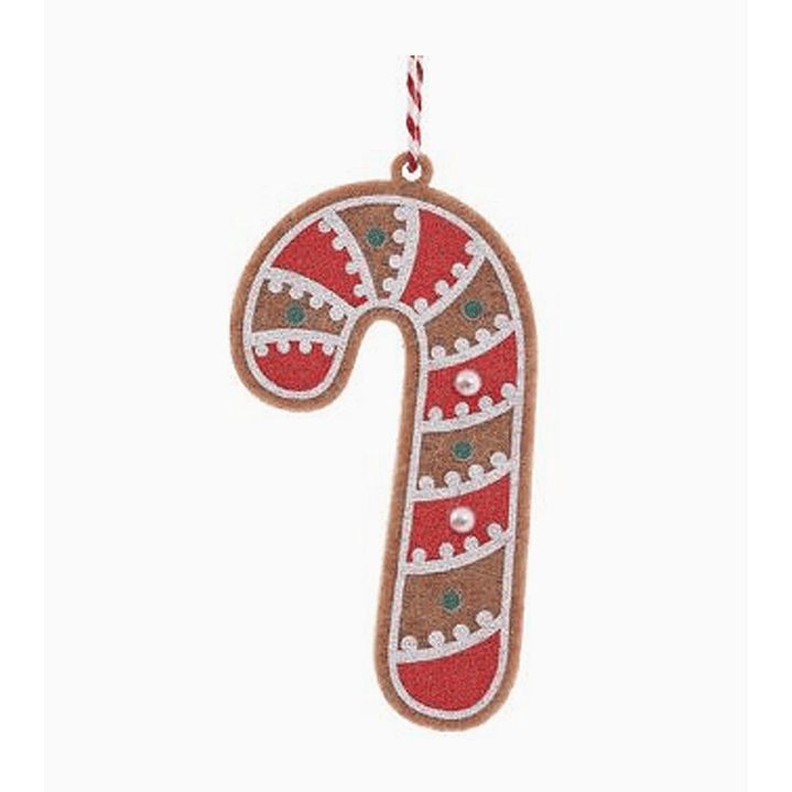 Colgante Navideño Bastón 10.8 x 8.8 cm – Adorno Árbol Navidad Café Rojo Blanco 1