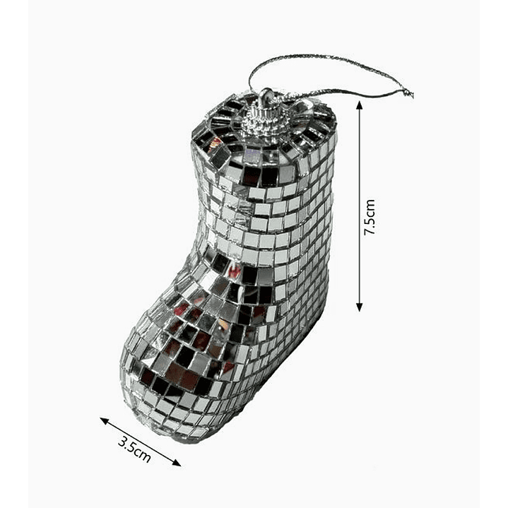 Bota Navideña Colgante con Cubos de Vidrio 7.5 x 3.5 cm – Adorno para Árbol 2