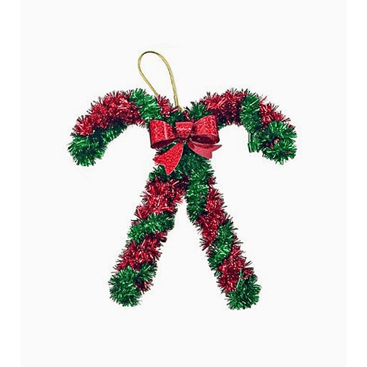 Bastón Navideño Colgante con Guirnalda 18 x 16 cm – Adorno para Árbol o Pared 1