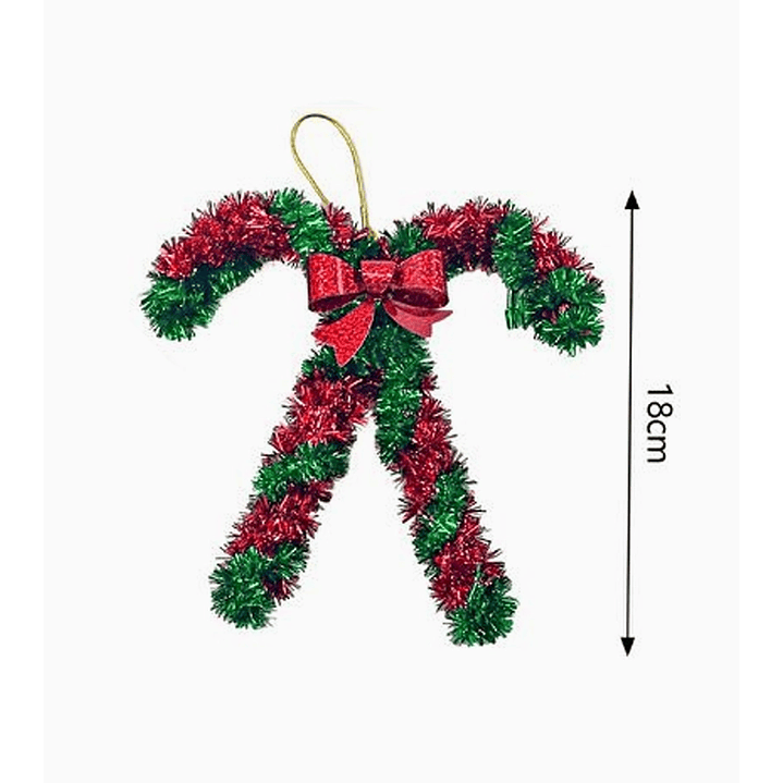 Bastón Navideño Colgante con Guirnalda 18 x 16 cm – Adorno para Árbol o Pared 3