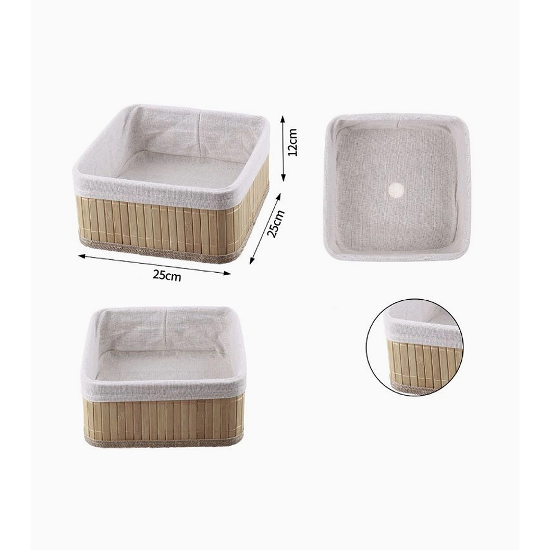 Canasta cuadrada para pan o frutas – tamaños 25x25, 21x21 y 17x17 cm 2