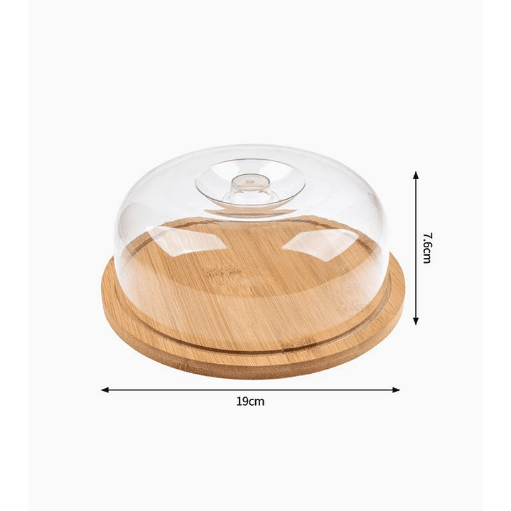 Tabla redonda con tapa transparente 19 cm – para quesos, frutas y repostería 2