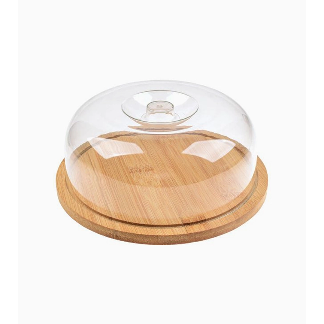Tabla redonda con tapa transparente 19 cm – para quesos, frutas y repostería 1