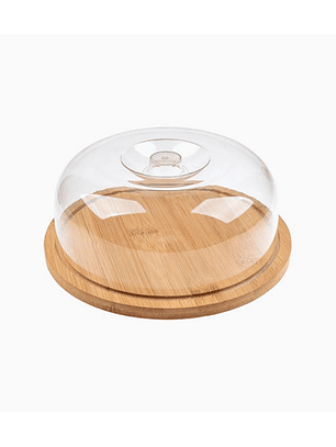 Tabla redonda con tapa transparente 19 cm – para quesos, frutas y repostería