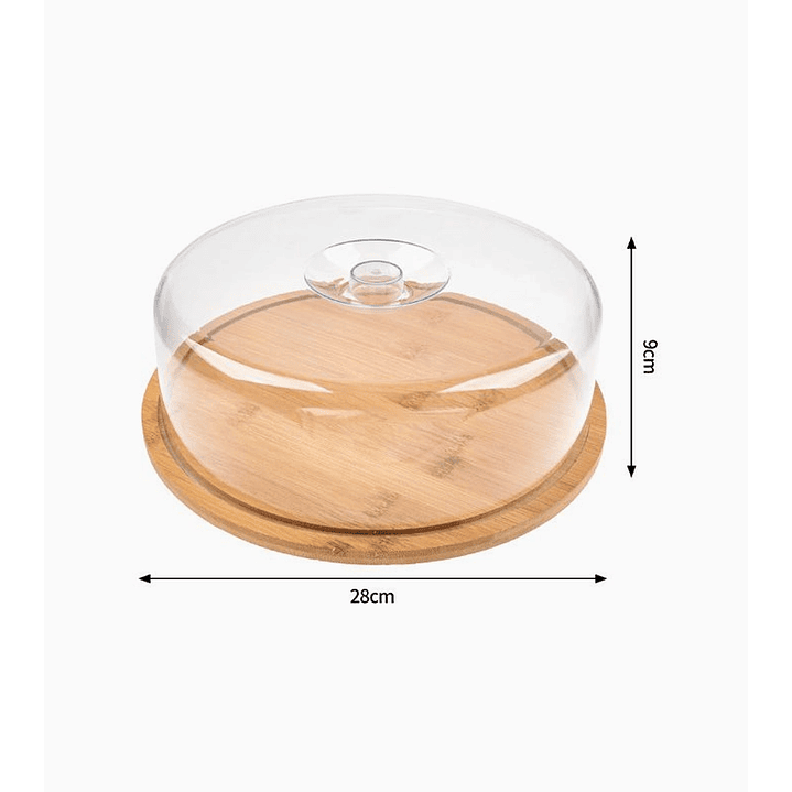Tabla redonda con tapa transparente 28 cm – ideal para quesos, frutas y repostería 2
