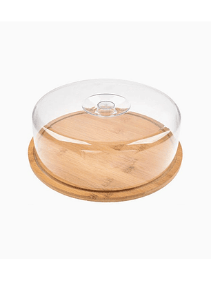 Tabla redonda con tapa transparente 28 cm – ideal para quesos, frutas y repostería