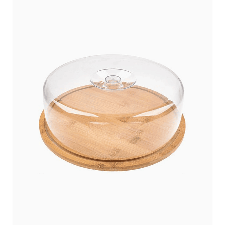 Tabla redonda con tapa transparente 28 cm – ideal para quesos, frutas y repostería 1