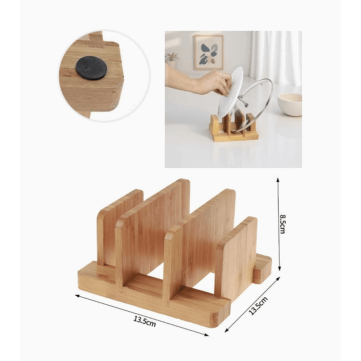 Escurridor de platos de madera compacto 13.5 cm con 4 divisiones 2