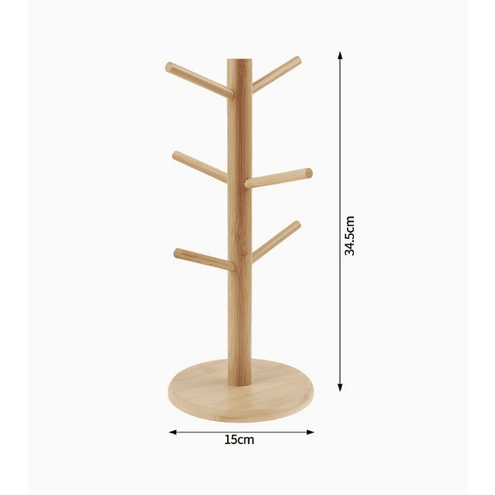 Porta vasos de cocina de madera con 6 colgantes – altura 34.5 cm 2