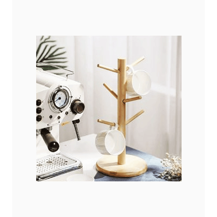 Porta vasos de cocina de madera con 6 colgantes – altura 34.5 cm 3