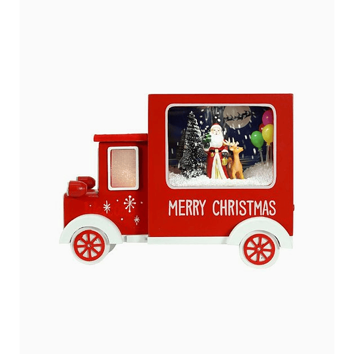 Camión decorativo navideño con luz interior – Figura iluminada de Santa Claus 1