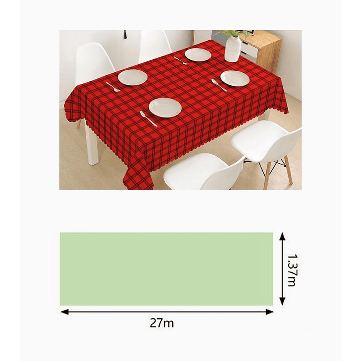 Mantel de hule escocés rojo 27m x 1.37cm – Cuadros negros 2