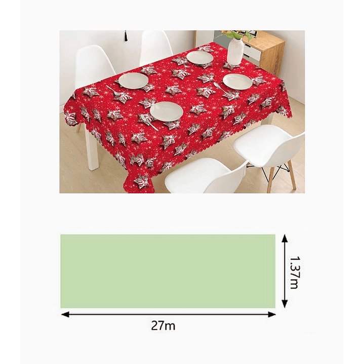 Mantel de hule navideño rojo con estrellas 27m x 1.37cm 2