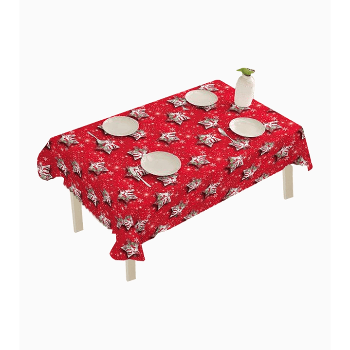 Mantel de hule navideño rojo con estrellas 27m x 1.37cm 1