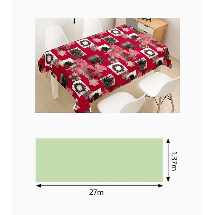 Mantel de hule navideño rojo con figuras 27m x 1.37cm 2