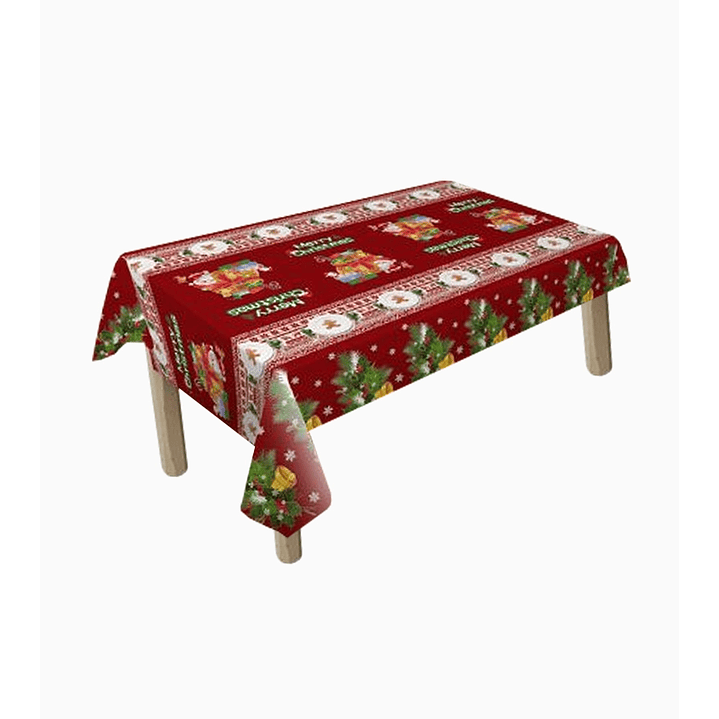 Mantel de hule navideño rojo Merry Christmas 27m x 1.37cm 1
