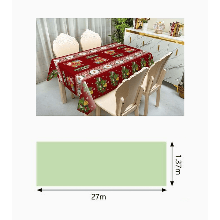 Mantel de hule navideño rojo Merry Christmas 27m x 1.37cm 2