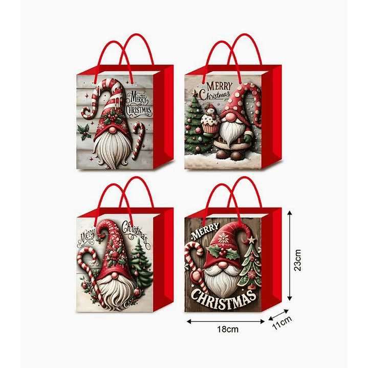 Bolsa de Navidad de Papel con Mango Santa Claus 18x11x23 cm 2
