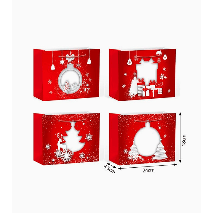 Bolsa Navideña de Papel con Mango Calado 8.5x24x18 cm 2