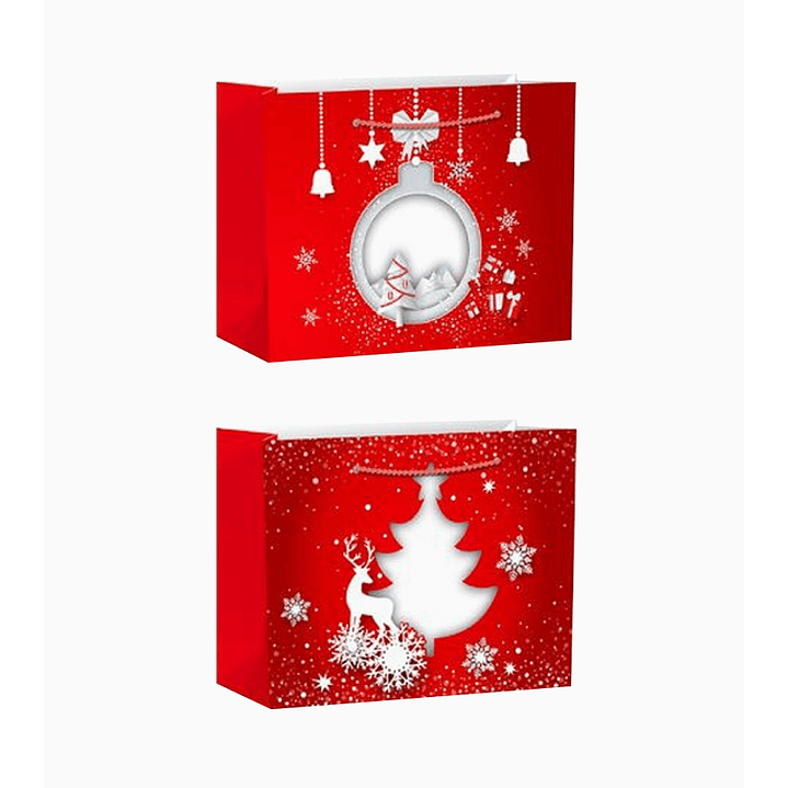 Bolsa Navideña de Papel con Mango Calado 8.5x24x18 cm 1
