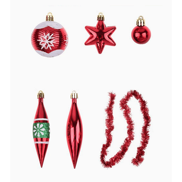 Pack 67 adornos navideños con esferas, estrellas y guirnalda 2