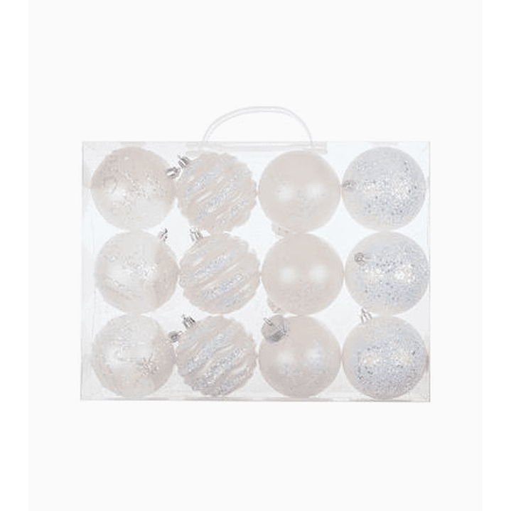 Set 12 esferas navideñas aperladas y escarchadas 8 cm 2