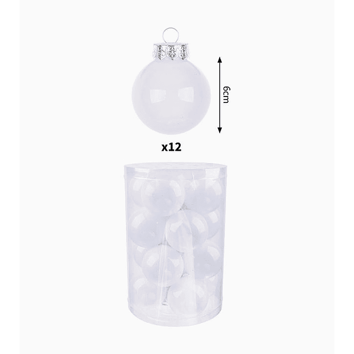 Set de 12 esferas navideñas blancas brillantes de 6 cm 2