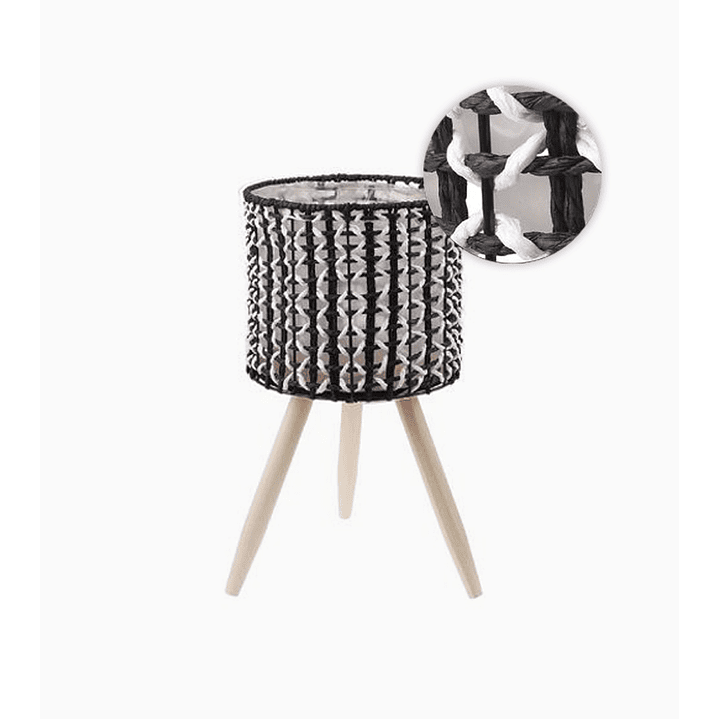 Pack 3 macetas tejidas decorativas color paja negro y blanco 2