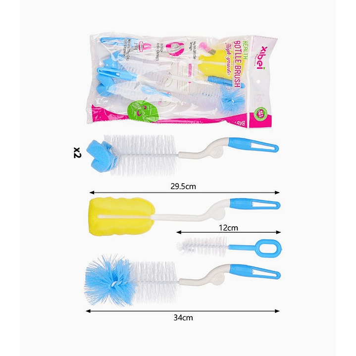 Set de limpieza para mamaderas con cepillos de diferentes tamaños 2