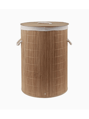 Cesta de Ropa con Tapa y Manillas de Cuerda – Madera y Paño Interior