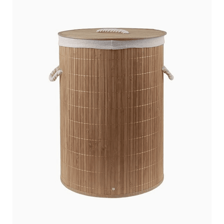 Cesta de Ropa con Tapa y Manillas de Cuerda – Madera y Paño Interior 1