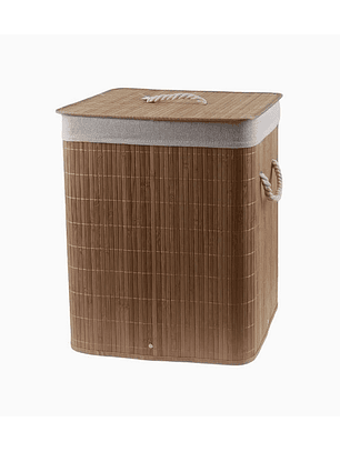 Cesta de Ropa con Tapa y Manillas de Cuerda – Madera y Paño Interior