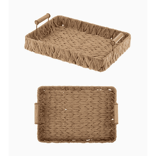 Bandeja para Desayunos con Manillas – Color Café Estilo Mimbre